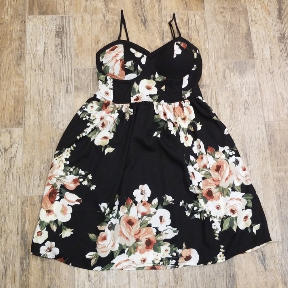 Black flowered dress